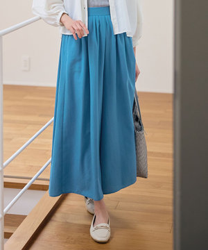 【ウエストゴム】スパンボイル撥水スカートパンツ