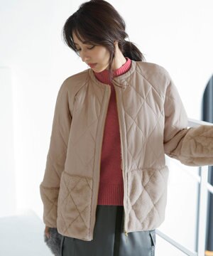 フェイクファーコンビキルティング アウター