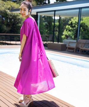 【洗える・共布ベルト付き】ナチュラル サマードレス