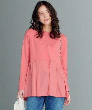  【ご好評につき新色追加】ナチュラルコットンベアコンビ ペプラム カットソー