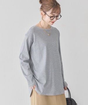  クルーネックロングカットプルオーバー