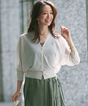 【洗える】シャイニーシアー ドルマンスリーブ カーディガン