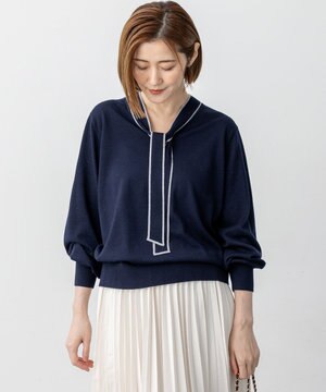 【洗える】ウーステッドウール ボウタイ ニット