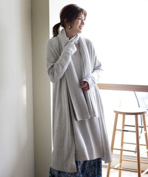 【稲沢朋子さん着用/洗える】エアー ニット ストール付き カーディガン