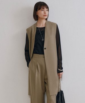  【洗える】ウール2WAYストレッチ ジレ