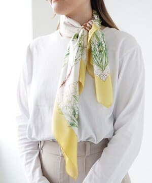 <春の新色!>【伝統横濱スカーフ】ハーブガーデン 大判 シルクツイル スカーフ