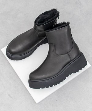  【PARADIS COULEUR】ライニングフェイクムートンショートブーツ