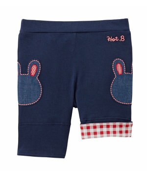  【80-120cm】折り返しチェック 6分丈パンツ