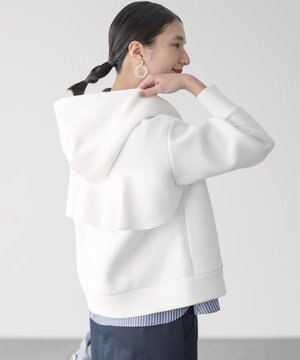  フード付きバックフリル パーカー