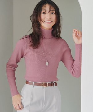  【新色追加・洗える】リブタートルニット