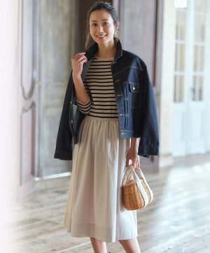  【洗える】ハイカウントライトタフタ ドッキング ワンピース