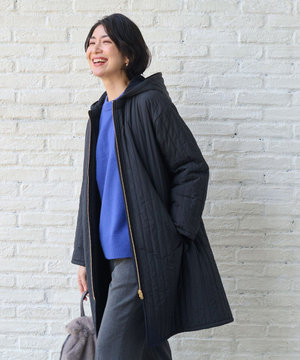 【3WAY・洗濯機可】リバーシブル中綿ストライプ キルトコート