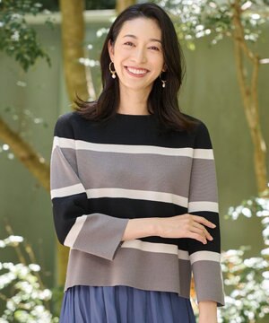  【洗える】ウールミラノボーダー ニット