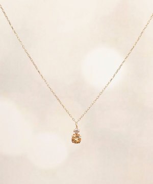  【K10】ジュエルラックネックレス　シトリン/11月誕生石/天然石/全長:40cm/BOX＆ショッパーつき