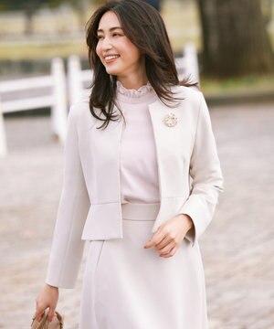  【WEB限定・KUMIKYOKU NAVY】コンフォータブルドレープ ノーカラージャケット