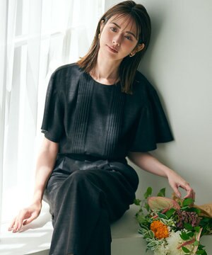  【洗える】デニムライクシャンブレー ピンタック ブラウス