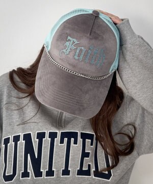  チェーンベロアメッシュキャップ