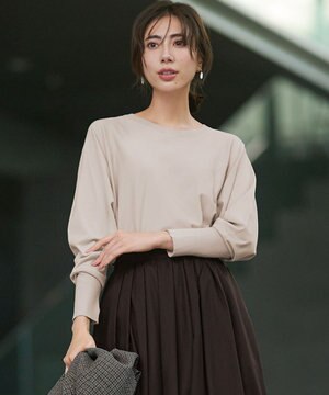  【洗える/吊り干しOK】ヴィスコースストレッチ ドルマンスリーブ ニット