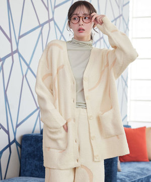  ふわもちニュアンス配色ニットカーディガン