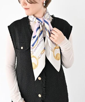 【伝統横濱スカーフ 】シェルリング 大判 シルクツイルスカーフ