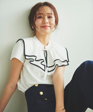  【洗える】バイカラー ブラウス