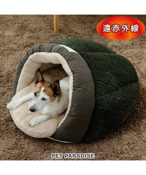  ペットパラダイス 遠赤外線 ドーム型 寝袋 《オニオン柄》 小型犬