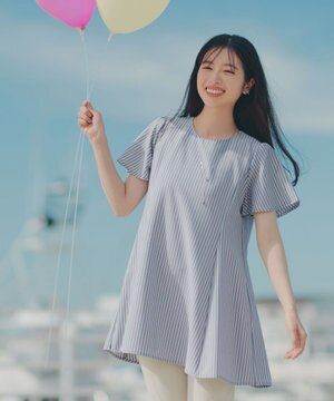  【おのののかさん着用】半袖＆七分袖選べる袖丈バックフレアチュニック