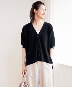  ハーフスリーブ畔カーディガン