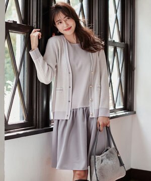  【美人百花11月号掲載】クラシカルカーデ×ミディワンピ セット