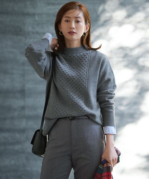  【洗える】ウールカシミヤブレンド チュニック ニット