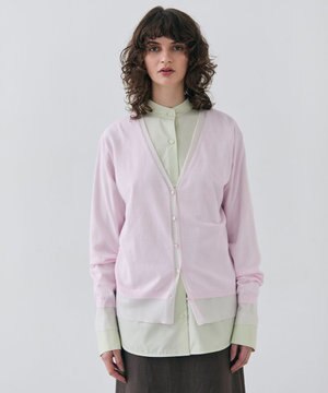  【洗える】JULIE / シルク混シアーVネックカーディガン