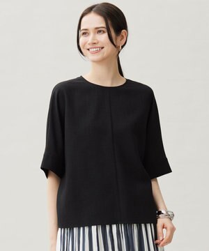  【セットアップ対応・接触冷感・UVカット・洗える】ライトリネンライク Tブラウス