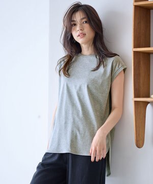  【汗ジミ防止加工】シルケットスムースノースリーブプルオーバー