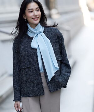  ライトブッチャーツイード ノーカラージャケット