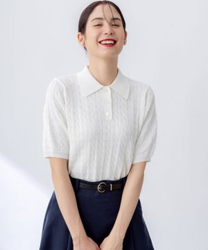  ポロ襟 ニットプルオーバー