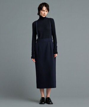  【防しわ・UVカット・洗濯機洗い可】バルキーツイル スカート(サスペンダー付き)（uncrave STANDARD）