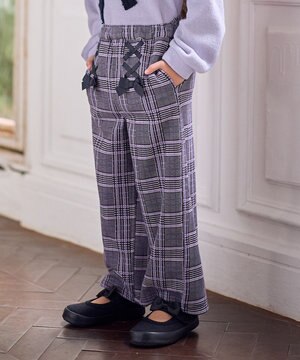  レースアップ 裏シャギーワイドパンツ
