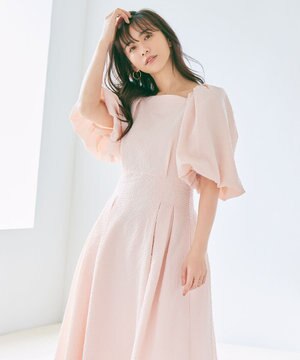 【優木まおみさんコラボ】スクエアネックパフスリーブワンピース