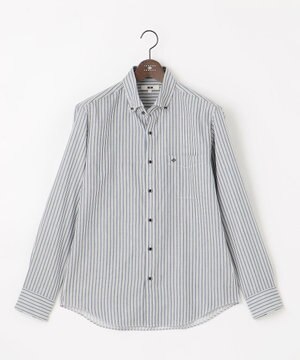  【柔らか・光沢感】コットンビエラストライプ シャツ