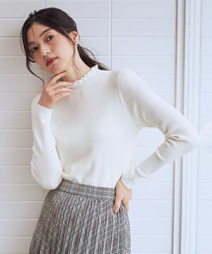  【6色展開】フリルネックニット