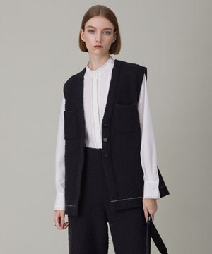  ブークレツイード ニットジレ