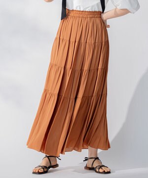 【洗える/着丈調節可】カラー ティアードスカート