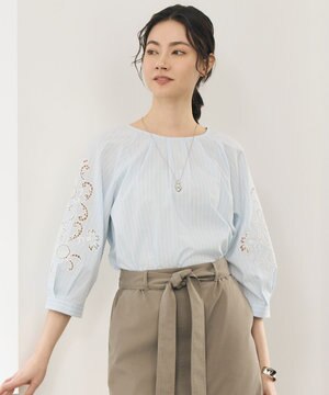  エンブロイダリーブロードパフスリーブ ブラウス