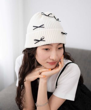  ribbon　knit　cap