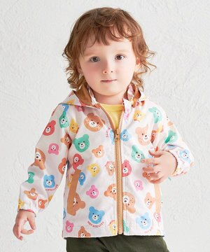  【80-120cm】カラフルビーンズ 総柄ウインドブレーカー