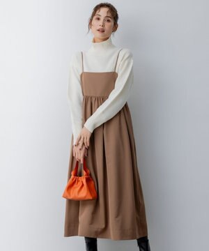 【洗える】タフタギャザーキャミソールワンピース