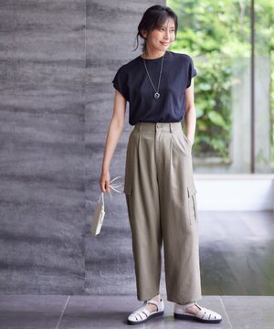 【ウエストゴム】清涼リネンカーゴパンツ