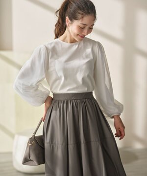  ミニ裏毛チュールスリーブ カットソー