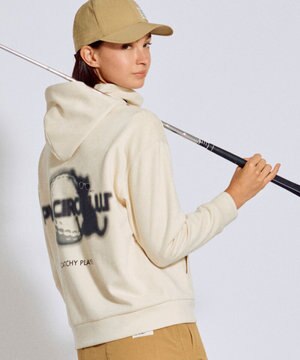 2025 NEW!【手洗い洗濯可】【WOMEN】キャットグラフィック スエードライク デタッチャブルフーディ ゴルフウェア レディース