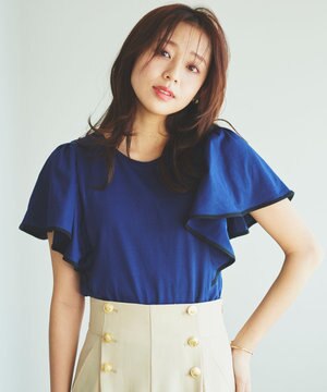  【UVケア】バイカラーラッフルスリーブ Ｔシャツ